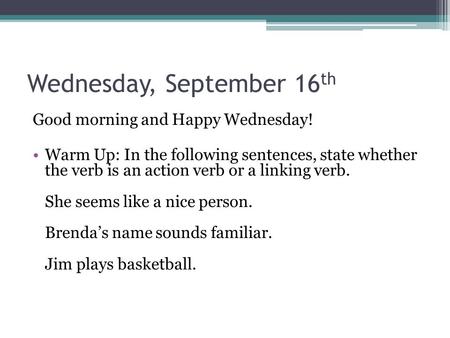 Wednesday, September 16th