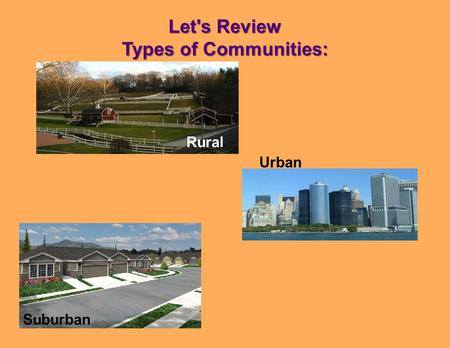 Let's Review Types of Communities: