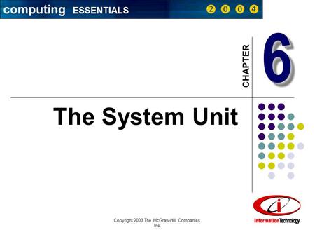 Copyright 2003 The McGraw-Hill Companies, Inc. 1 66 CHAPTER The System Unit computing ESSENTIALS    