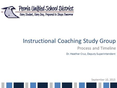 Instructional Coaching Study Group Process and Timeline Dr. Heather Cruz, Deputy Superintendent September 10, 2015.