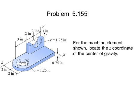Problem y For the machine element shown, locate the z coordinate