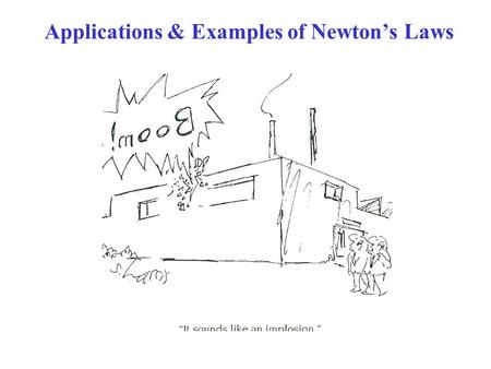 Applications & Examples of Newton’s Laws. Forces are VECTORS!! Newton’s 2 nd Law: ∑F = ma ∑F = VECTOR SUM of all forces on mass m  Need VECTOR addition.