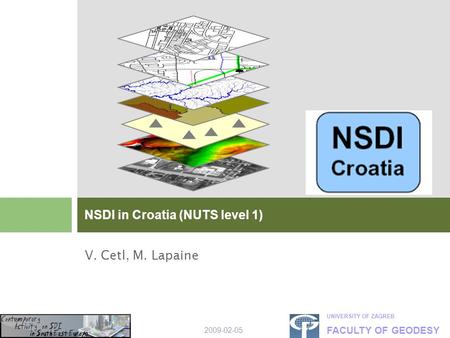 UNIVERSITY OF ZAGREB FACULTY OF GEODESY 2009-02-05 V. Cetl, M. Lapaine NSDI in Croatia (NUTS level 1)