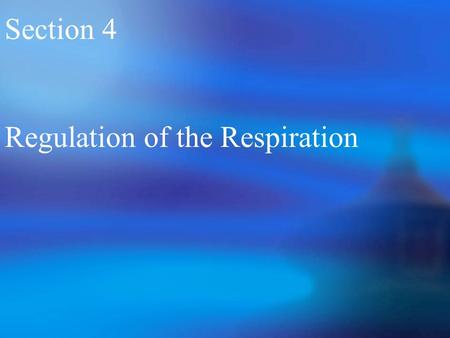 Section 4 Regulation of the Respiration.