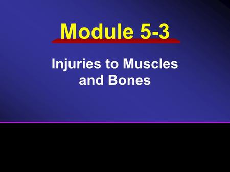 Module 5-3 Injuries to Muscles and Bones. Review of the Musculoskeletal System Injuries to Bones and Joints Injuries to the Spine Injuries to the Brain.