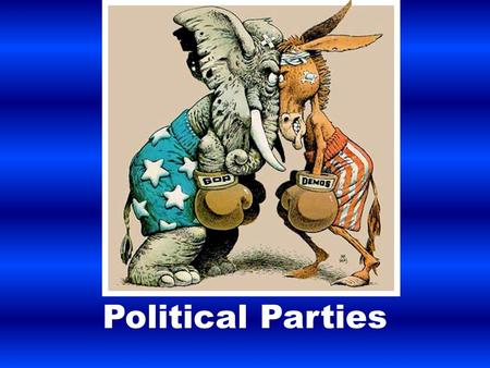 Political Parties. What is a political party? A group of people who share the same beliefs about government.