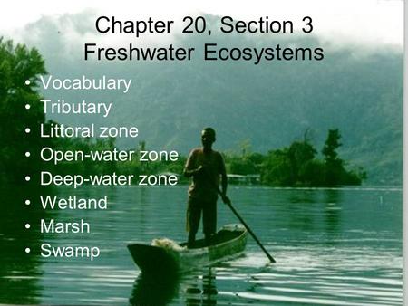 Chapter 20, Section 3 Freshwater Ecosystems