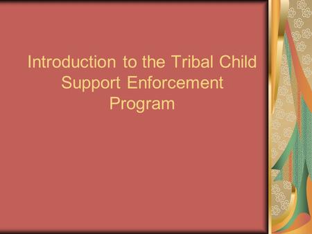 Introduction to the Tribal Child Support Enforcement Program.