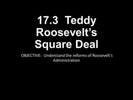 17.3 Teddy Roosevelt’s Square Deal