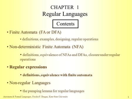 CHAPTER 1 Regular Languages