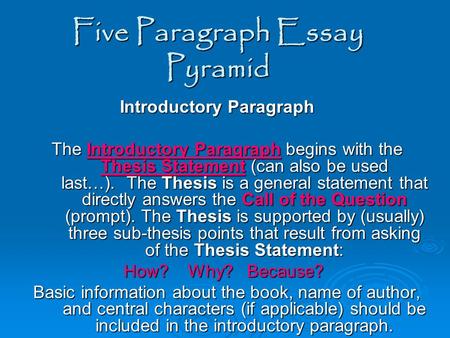 Five Paragraph Essay Pyramid