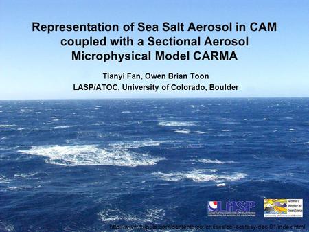 Representation of Sea Salt Aerosol in CAM coupled with a Sectional Aerosol Microphysical Model CARMA Tianyi Fan, Owen Brian Toon LASP/ATOC, University.