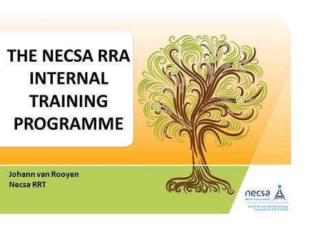 THE NECSA RRA INTERNAL TRAINING PROGRAMME Johann van Rooyen Necsa RRT.