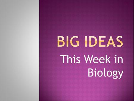 This Week in Biology.  All living things depend on each other to survive; nothing can survive alone.