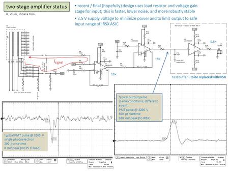 Two-stage amplifier status test buffer – to be replaced with IRSX i signal recent / final (hopefully) design uses load resistor and voltage gain stage.