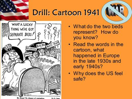Drill: Cartoon 1941 What do the two beds represent? How do you know?