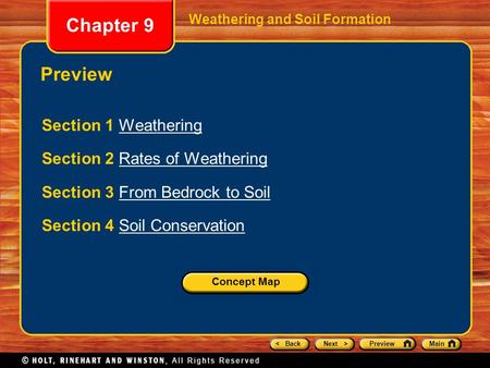 Chapter 9 Preview Section 1 Weathering Section 2 Rates of Weathering