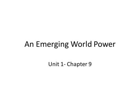 An Emerging World Power