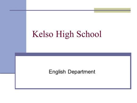 Kelso High School English Department. Chapter Six.