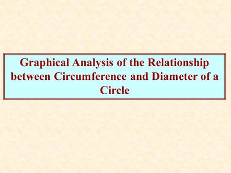 Graphical Analysis of the Relationship between Circumference and Diameter of a Circle.