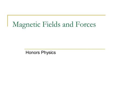 Magnetic Fields and Forces Honors Physics. Facts about Magnetism Magnets have 2 poles (north and south) Like poles repel Unlike poles attract Magnets.