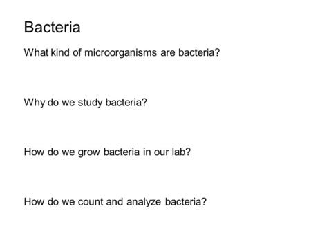 Bacteria What kind of microorganisms are bacteria?