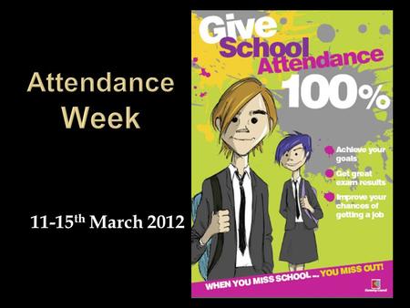 11-15 th March 2012. Some facts to get you thinking about how importance attendance at school really is.