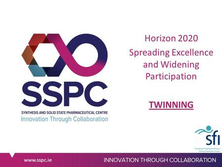 Www.sspc.ie Horizon 2020 Spreading Excellence and Widening Participation TWINNING.