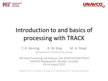 Introduction to and basics of processing with TRACK