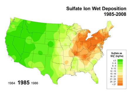 1985 19861984 Sulfate Ion Wet Deposition 1985-2008.