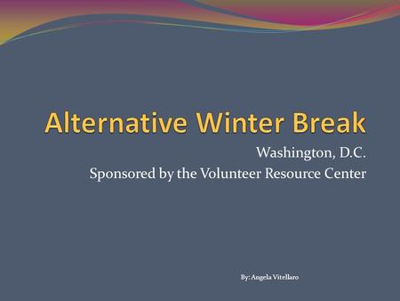 Washington, D.C. Sponsored by the Volunteer Resource Center By: Angela Vitellaro.