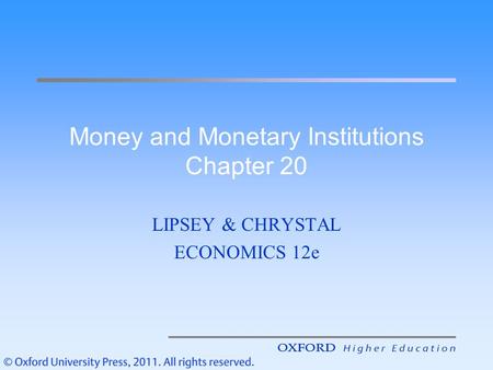Money and Monetary Institutions Chapter 20