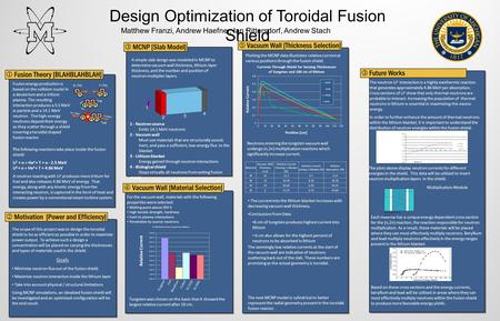 Design Optimization of Toroidal Fusion Shield  Fusion Theory [BLAHBLAHBLAH] Fusion energy production is based on the collision nuclei in a deuterium and.