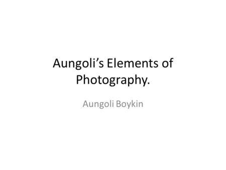 Aungoli’s Elements of Photography. Aungoli Boykin.
