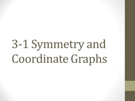 3-1 Symmetry and Coordinate Graphs. Graphs with Symmetry.