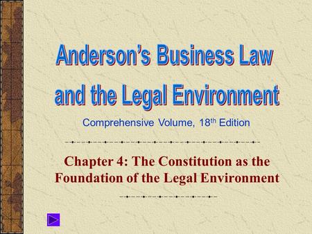 Comprehensive Volume, 18 th Edition Chapter 4: The Constitution as the Foundation of the Legal Environment.