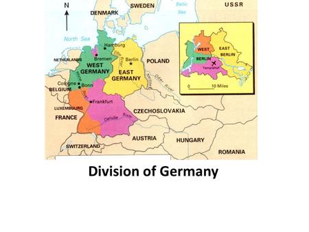 Division of Germany. Yalta Conference Before the end of the war, Allied leaders met at Yalta Agreed to divide Germany into zones of occupation Germany.