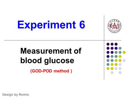 Experiment 6 Measurement of blood glucose (GOD-POD method )