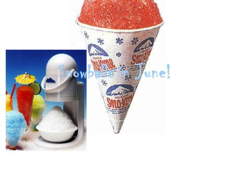 Snowballs in June!. Business Idea “Snowball in June is a business that sells snow comes in the summer months through the school store to students in Largo.