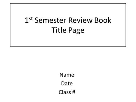 1st Semester Review Book Title Page
