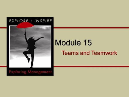 Module 15 Teams and Teamwork. Module 15 Why is it important to understand teams and teamwork? What are the building blocks of successful teamwork? How.