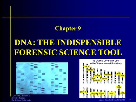 9-1 PRENTICE HALL ©2008 Pearson Education, Inc. Upper Saddle River, NJ 07458 FORENSIC SCIENCE An Introduction By Richard Saferstein DNA: THE INDISPENSIBLE.