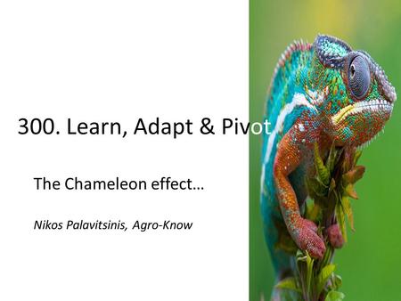 The Chameleon effect… Nikos Palavitsinis, Agro-Know 300. Learn, Adapt & Pivot.