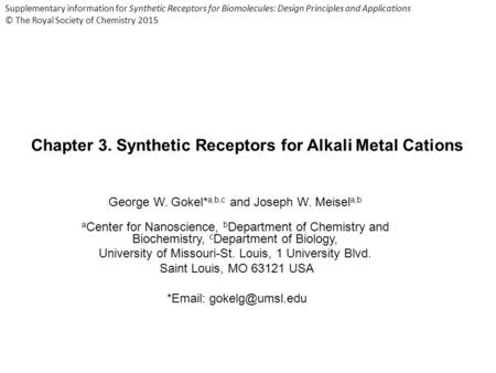 Chapter 3. Synthetic Receptors for Alkali Metal Cations