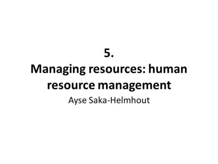 Managing resources: human resource management