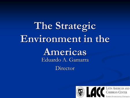 The Strategic Environment in the Americas Eduardo A. Gamarra Director.
