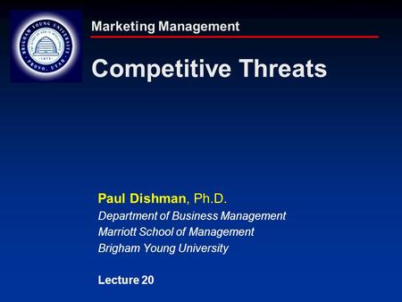 Marketing Management Competitive Threats