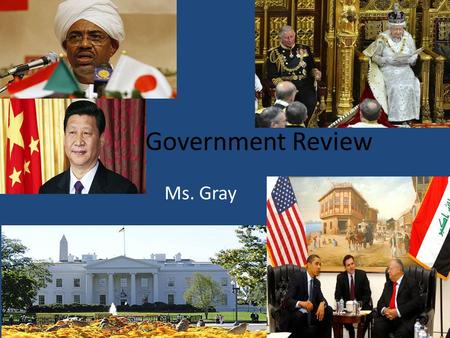 Ms. Gray. Terms to Know! Distribution of Power: – Unitary – Confederation – Federal Citizen Participation: – Autocratic – Oligarchic – Democratic Democracies: