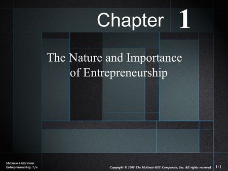 The Nature and Importance of Entrepreneurship