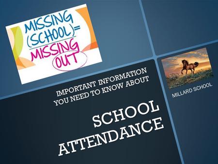 SCHOOL ATTENDANCE IMPORTANT INFORMATION YOU NEED TO KNOW ABOUT MILLARD SCHOOL.